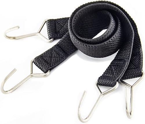 Cuerda elástica plana, cuerda elástica negra resistente de 24 pulgadas con ganchos