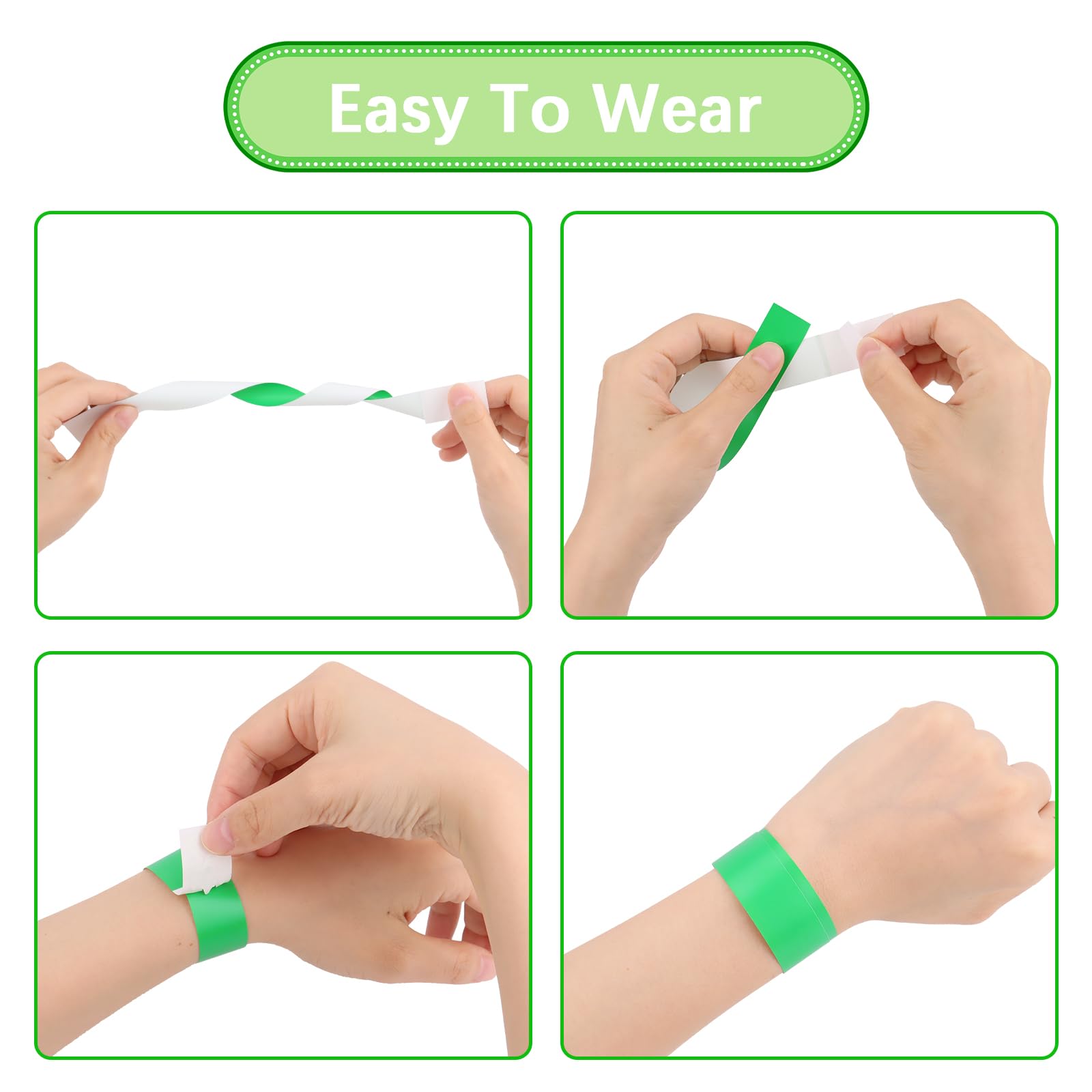500 Bracelets Papier Imperméables - Bracelets D'Identification Pour Événements Et Festivals (Vert)