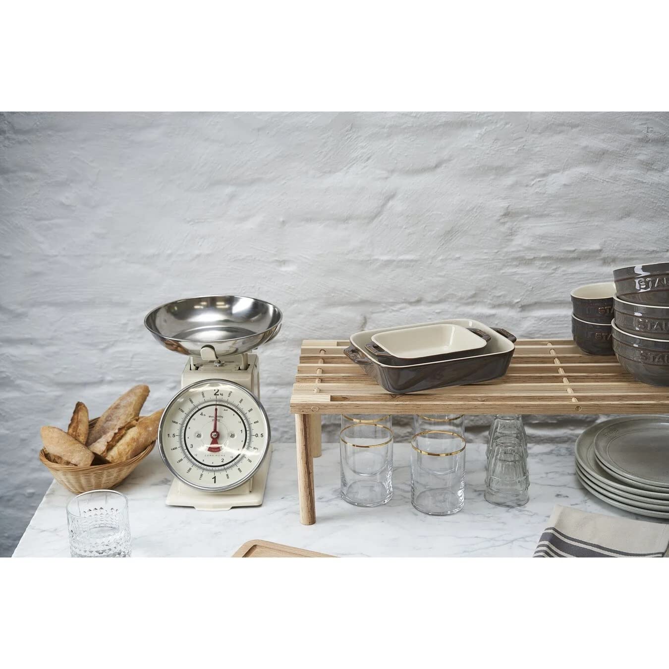 Staub Ceramique Lot de 3 moules rectangulaires en céramique Gris antique