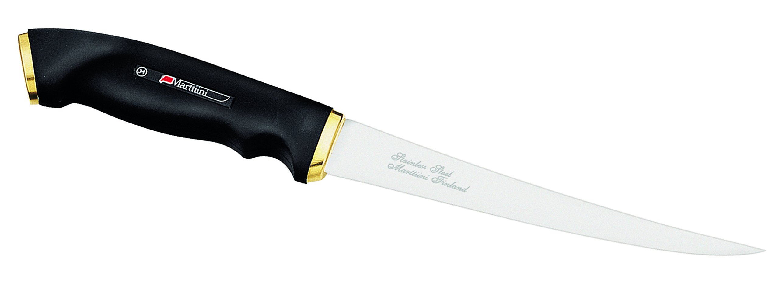 Marttiini Filetiermesser -Klinge 19cm, Kautschuk-Griff, Lederscheide