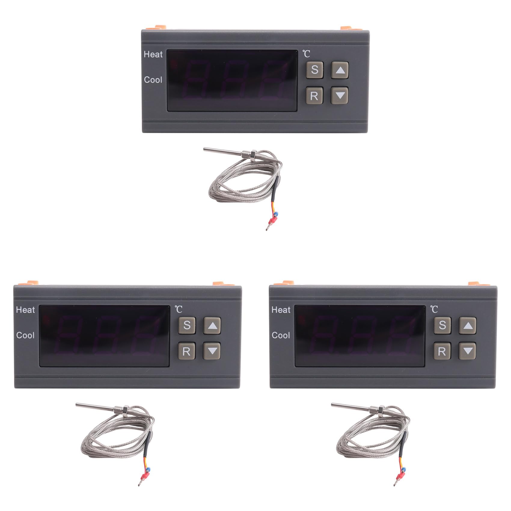 Hfgdnchva 3X Digital Temperature Controller -99-400 Degree Pt100 M8 Probe Thermocouple Sensor Embedded Thermostat 220V Switch