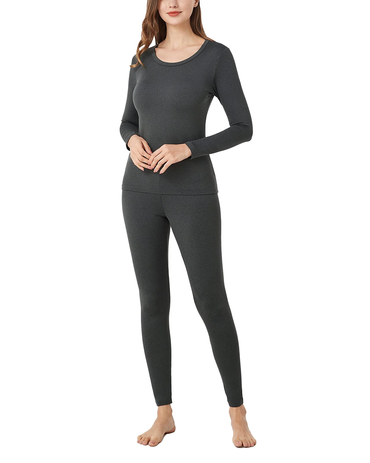 LAPASA Completo Termico Donna Fodera in Micropile Calore Base L17 - Abbigliamento Intimo Invernale Maglietta Pantaloni Calzamaglia Tuta Sci Trekking