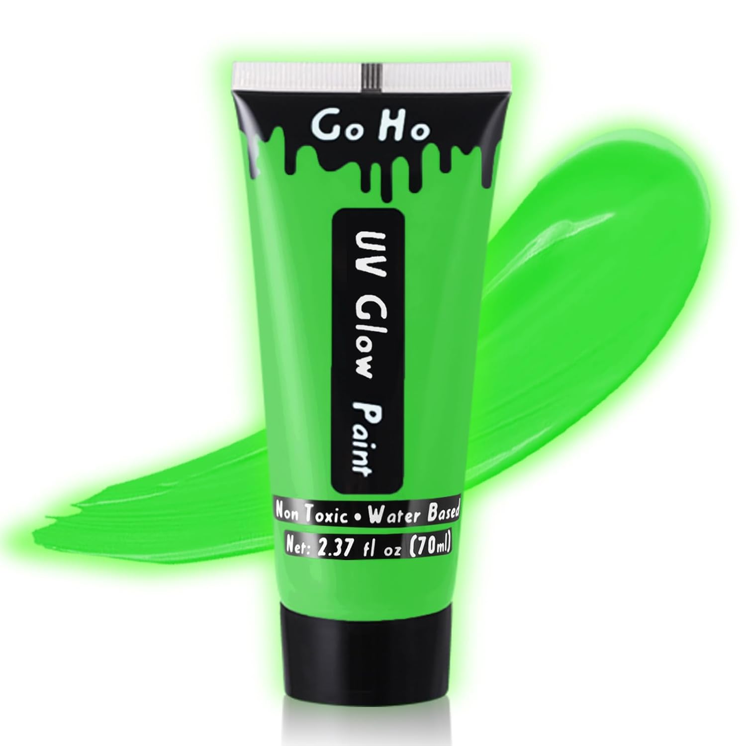 Go Ho Neon Green Body Paint Washable(2.37oz,70ml),Glow UV