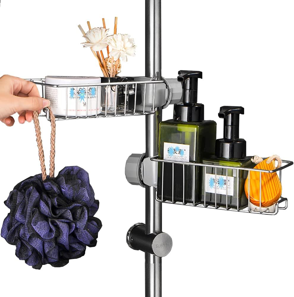 SHBaizoy Set of 2 Stainless Steel Shower Shelves, No Drilling