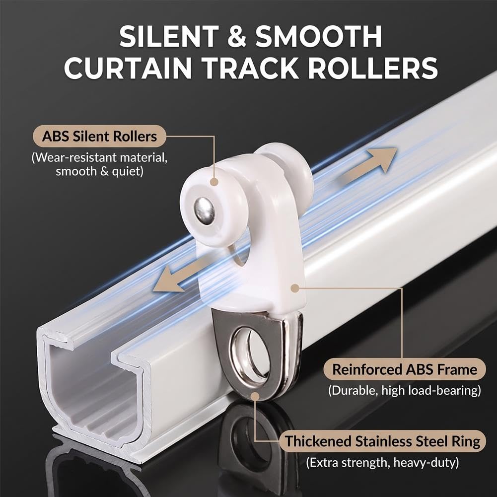 Asta Per Tende Scorrevole Da Soffitto/parete, Binario Per Tende Doppio In Alluminio Robusto, Per Soggiorno, Camera, Caravan E Balconi Asta Per Tende Binario Scorrevole(White,450cm)
