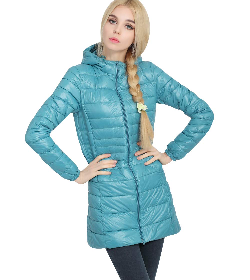 Lightweight Long Down Jacket Women with Hood Womens Down Coats Women's  Packable Down Jacket Down Filled Coat Stand Collar Quilted Padded Hooded  Puffer