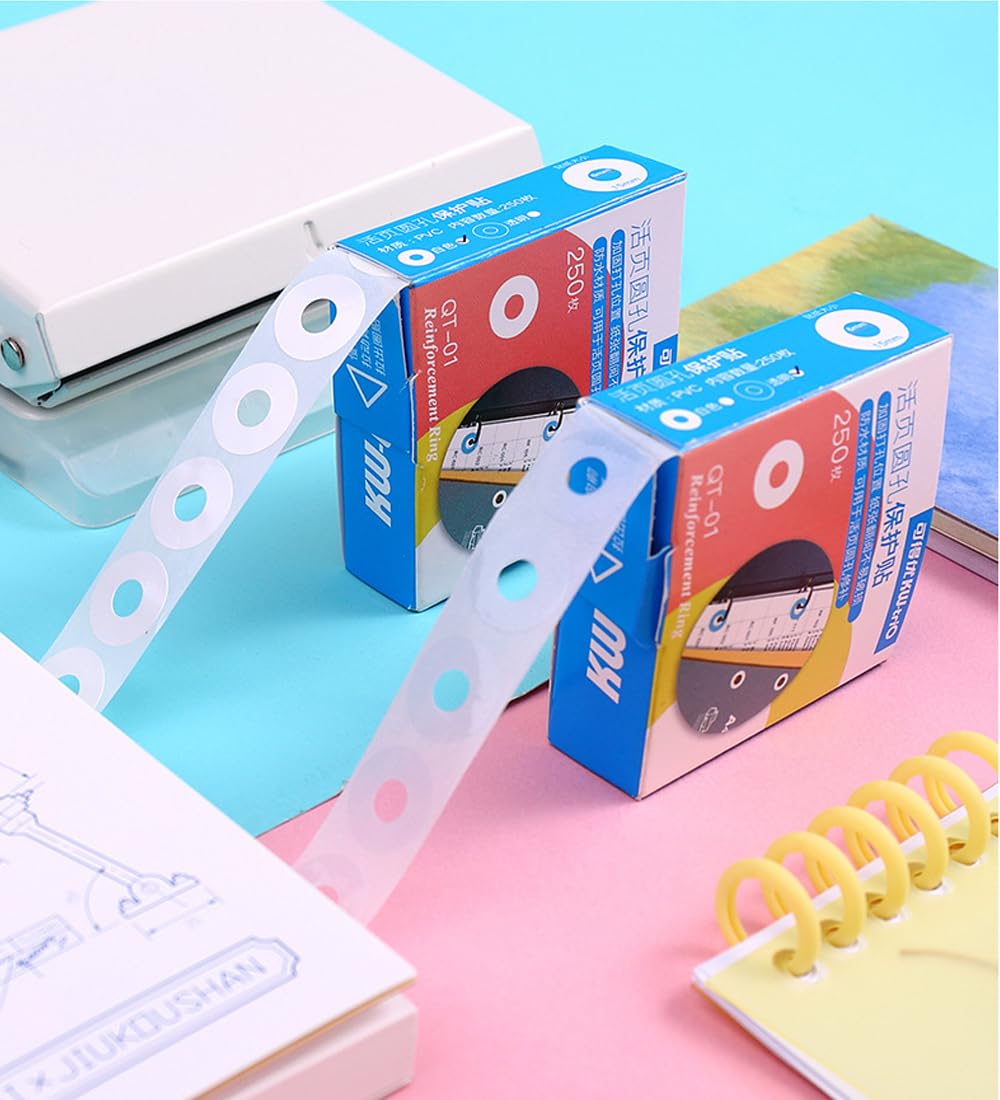 Etichette Rinforzo Fori Anelli Autoadesiva 4 PCS Bianche per Riparare Decorare Libro Fogli Mobili