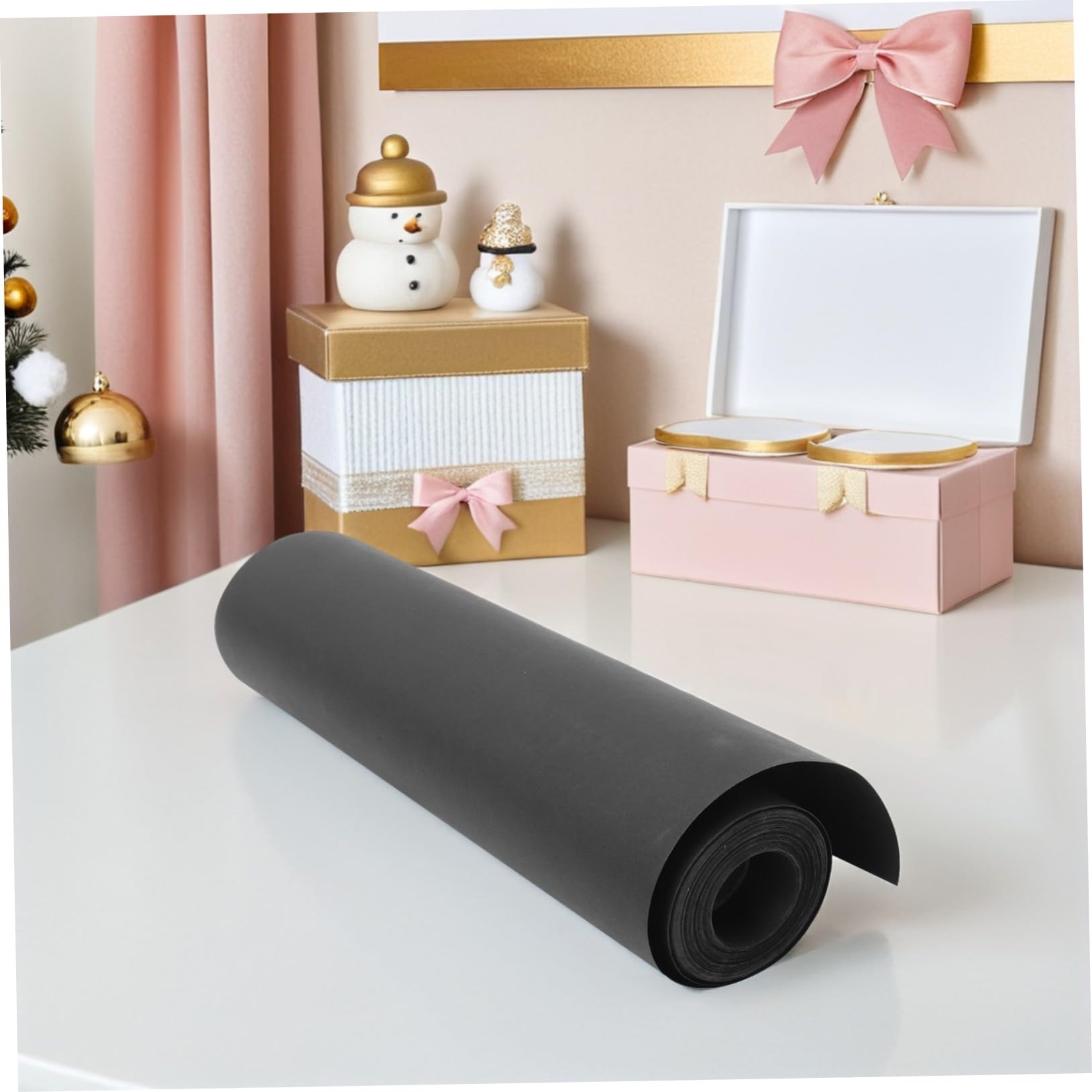 FONDOTIN 30m Carta Kraft Nera per Bouquet Carta da Regalo Artigianale Materiale per Imballaggio di Fiori