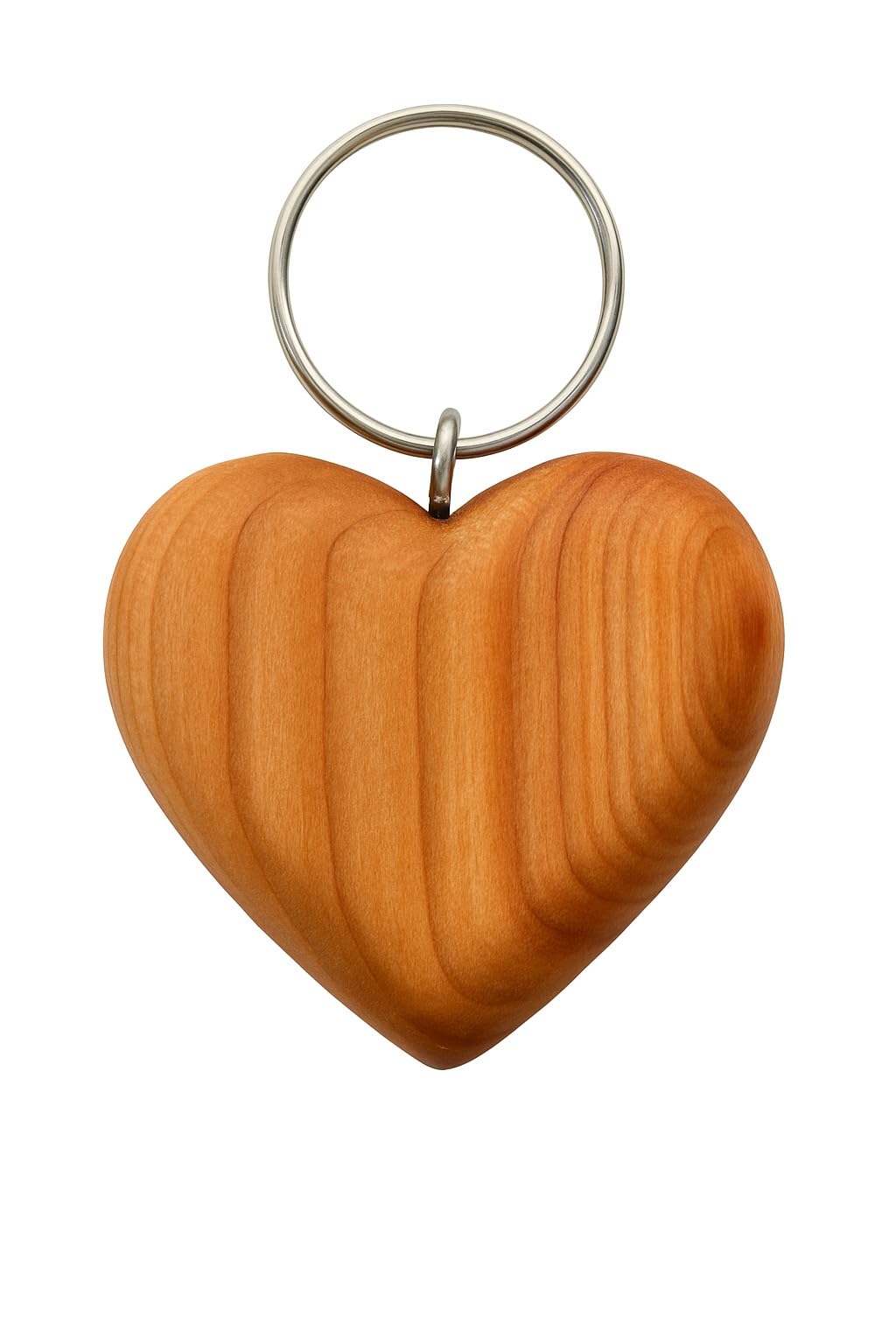 Wooden World Unisex Raw - Wooden Keychain In The Shape Of A Large Heart Wooden Keychain For Home Keys - 4 X 5 Cm