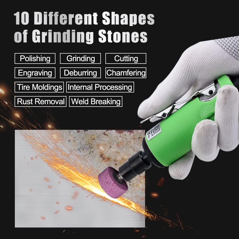 DOTOOL 1/4" Air Die Grinder Kit Straight Pneumatic 28000 RPM Rear Exhaust Polisher with 1/4"(6MM) and 1/8"(3MM) Collets Mini and Compact Size, Polishing Tool : Tools & Home Improvement