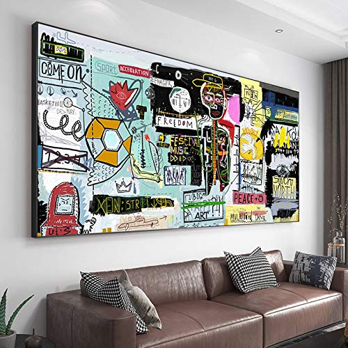 Tableau street art graffiti abstrait pour un salon moderne et colore de 40x85 cm