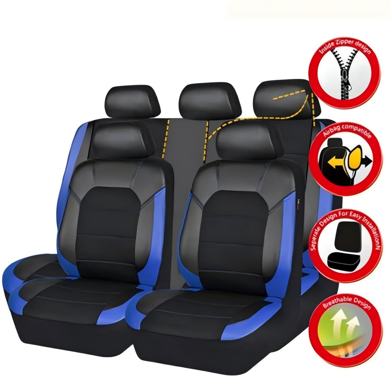 Housse Siege Voiture pour Citroen Berlingo/Bx/C1/C2/C3/C3 Picasso/C4 Picasso/C4, Imperméable Cuir Respirant Antidérapant Protege Siege, Facile à Nettoyer, Accessoire Voiture,Blue