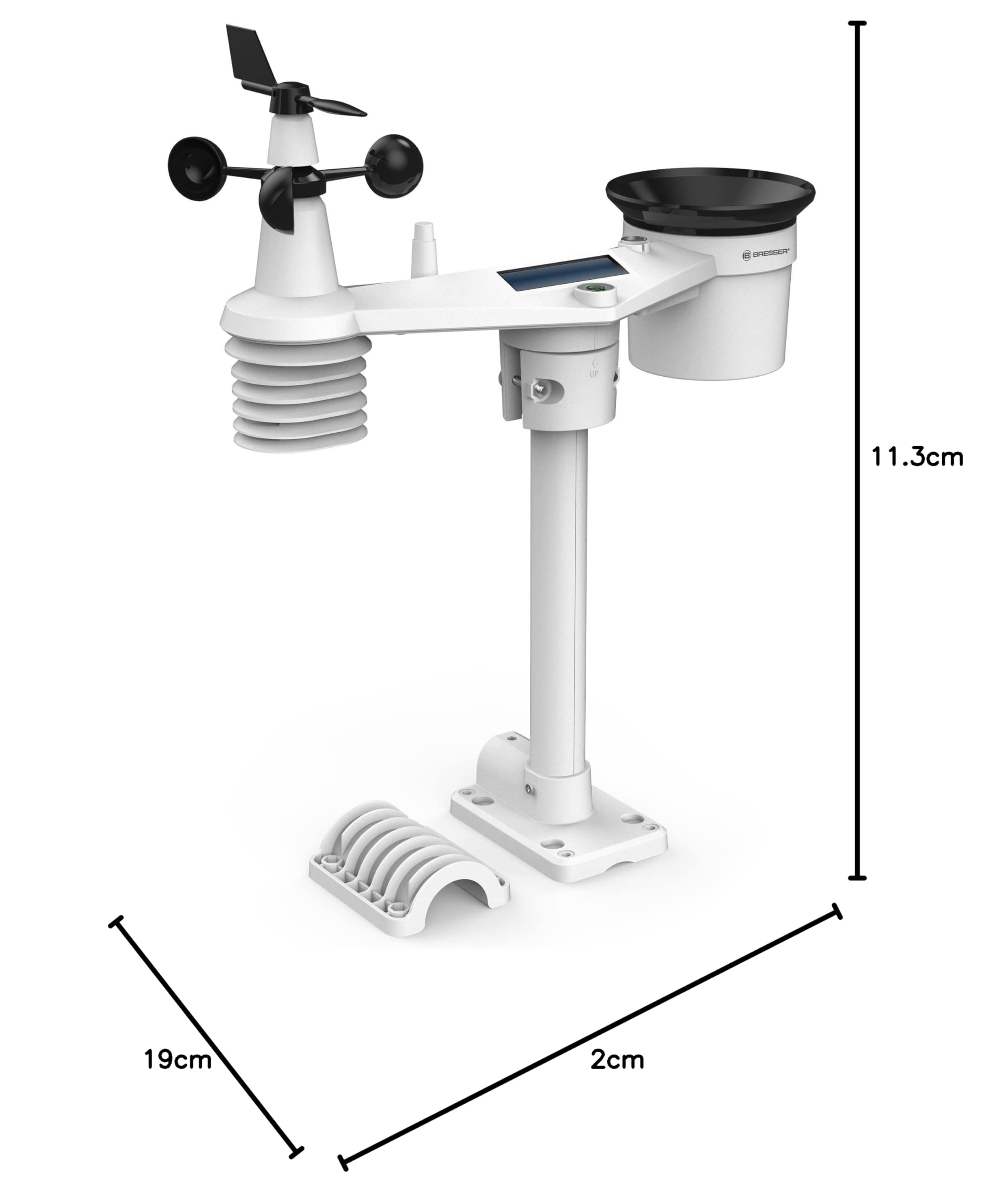 Bresser Wetterstation Funk mit Außensensor - WLAN-Wettercenter Profi-WSC mit 7-in-1-Sensor inkl. batterieunterstützendem Solarpanel, Wind- und Regenmesser, schwarz