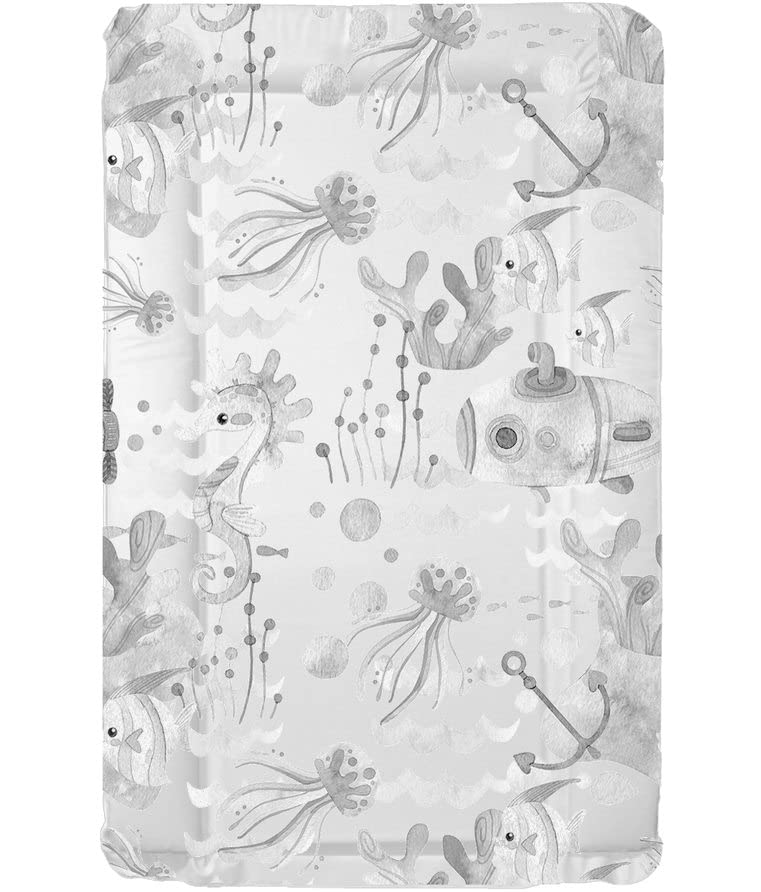 Sunnybabies Under The Sea Ocean Grey Monochrome Baby Changing Mat Unisex Girls Boys Soft Padded Deluxe