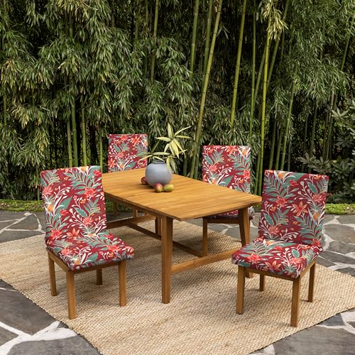 Image of Arden Outdoor Dining Chair Cushion, earthFIBER, 20x44, Red Tropical Floral
