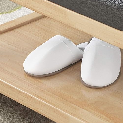 Miniatura 3 de LaseVe Reposapiés, zapatero de madera maciza zapatero de PU almohadilla acolchada sofá taburete puerta color madera puede sentarse zapatero banco de