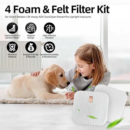 Miniatura 7 de LA401 LA300 LA502 - Filtro de vacío de repuesto para Shark LA500, LA301, LA455, LA555, LA322 Rotator Lift Away ADV DuoClean PowerFins - Juego de