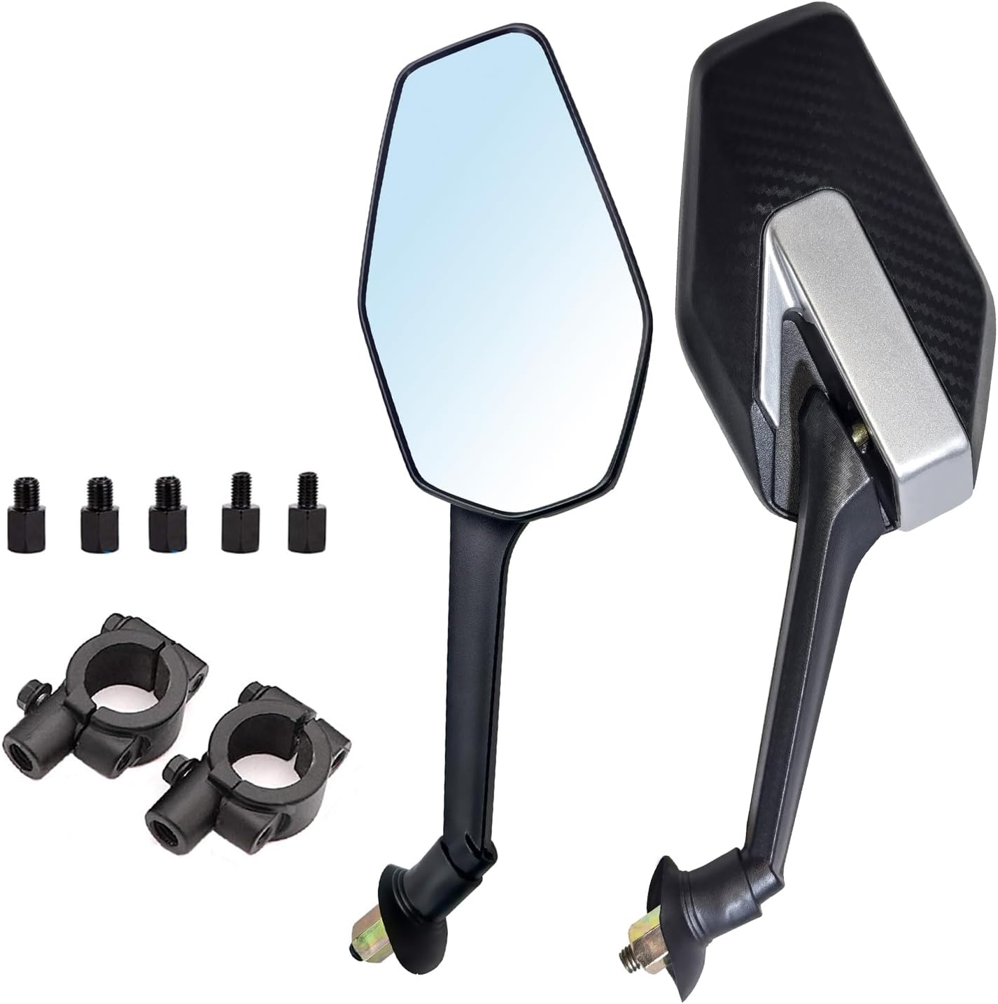 Mamiko 8MM Motorcycle Mirrors Universal for 7/8"Handlebars Bike Mirror Compatible with ATV Snowmobile Scooter Moped Dirt Bike Sportsman - gray line