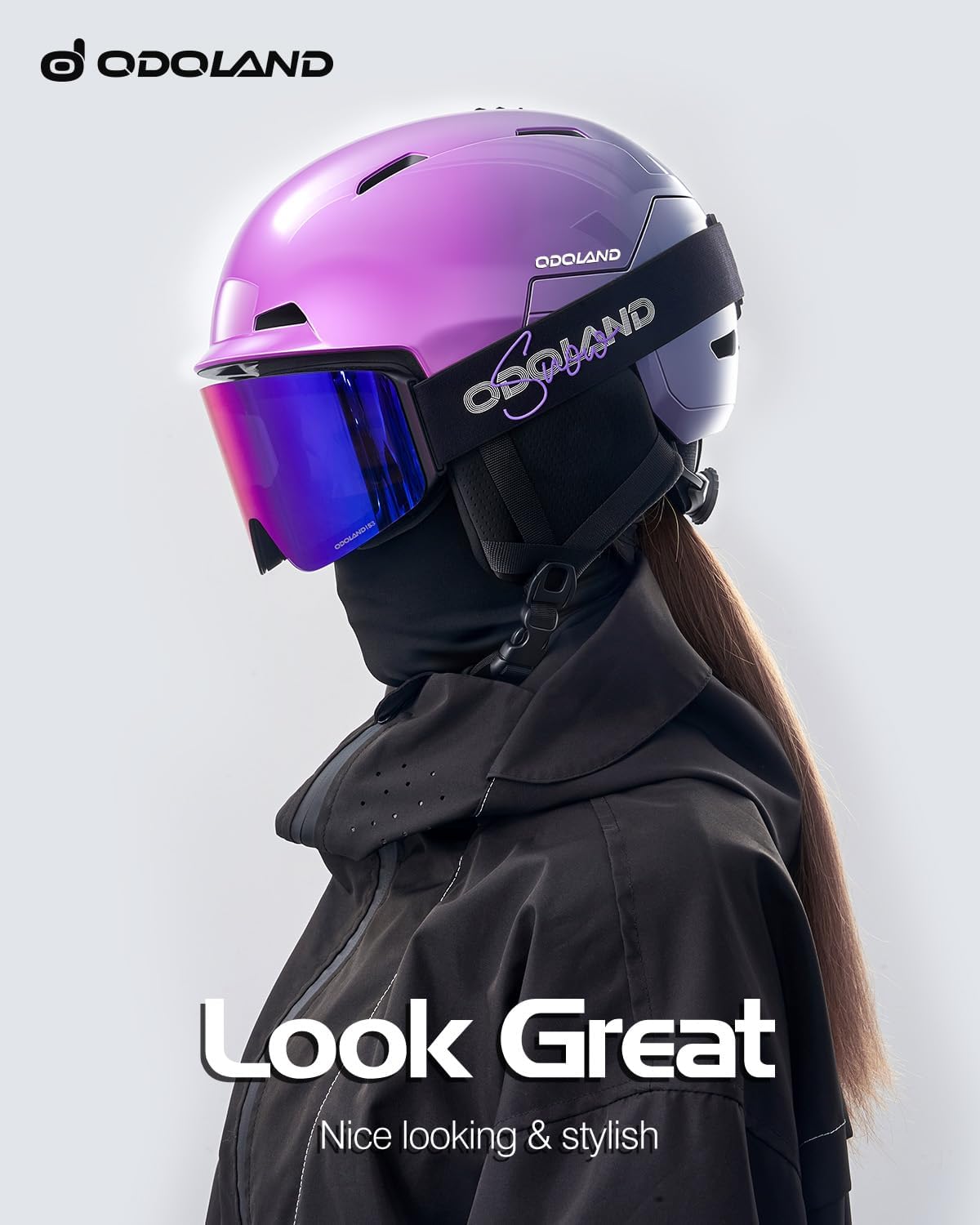 Odoland Ski Snowboard Helmet for Adults Youth, Snow Helmet for Men & Women, Slide Adjust Ventilation, Safety Certified, Goggles Compatible for Skiing, Snowboarding, Snowsports Gradient Purple S(51-55 cm/20.1-21.7")