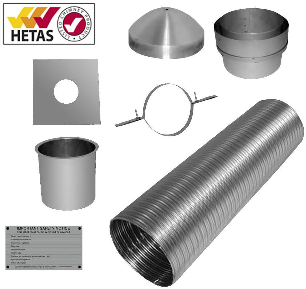 7m 6" Flexible Multifuel Flue Liner Pack/kit for logburner Wood Burner Multi Fuel Stove Chimney