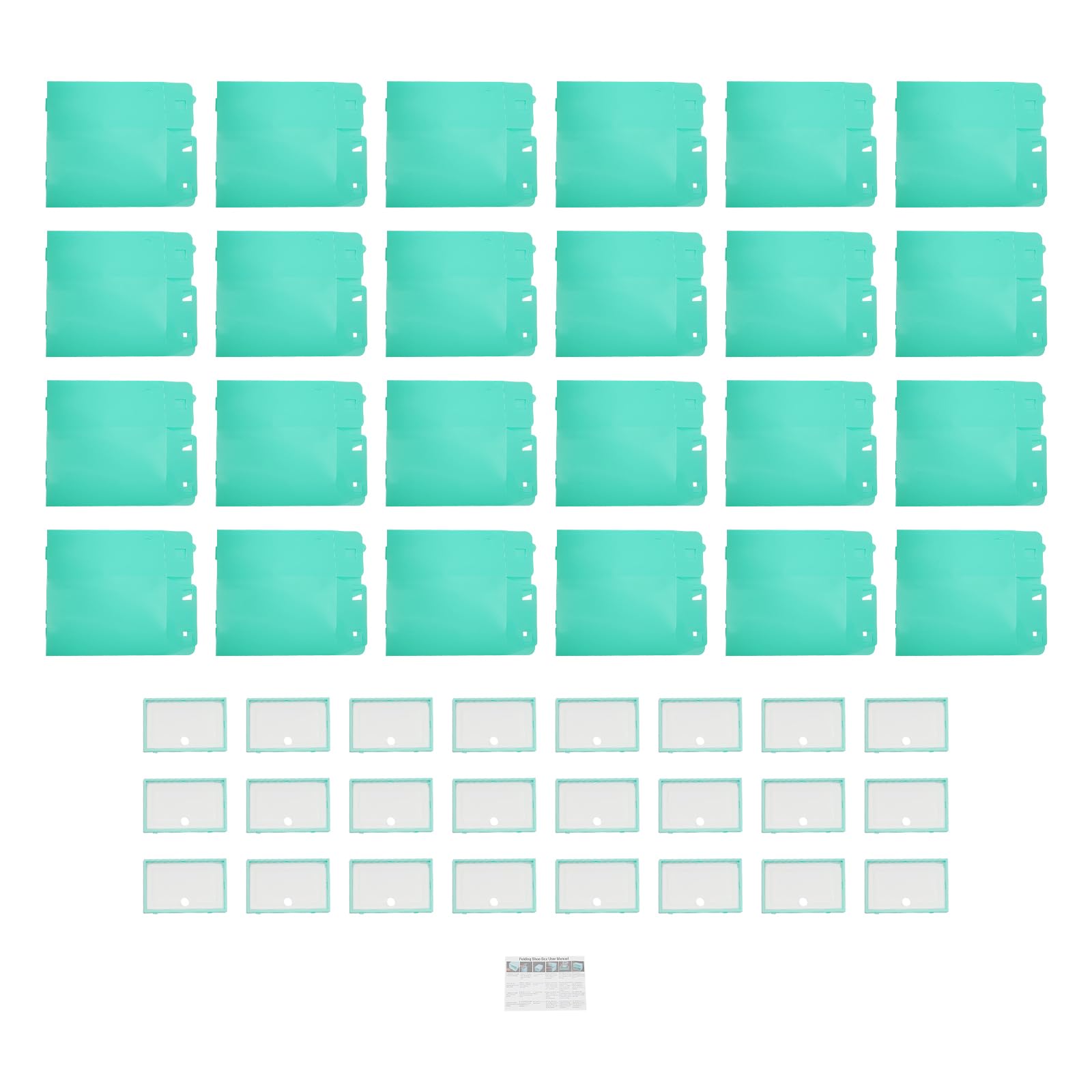 Juego de 24 cajas de zapatos de plástico, plegables y apilables, para zapatos de hasta la talla 44, ahorrarás mucho espacio de almacenamiento (verde esmeralda)