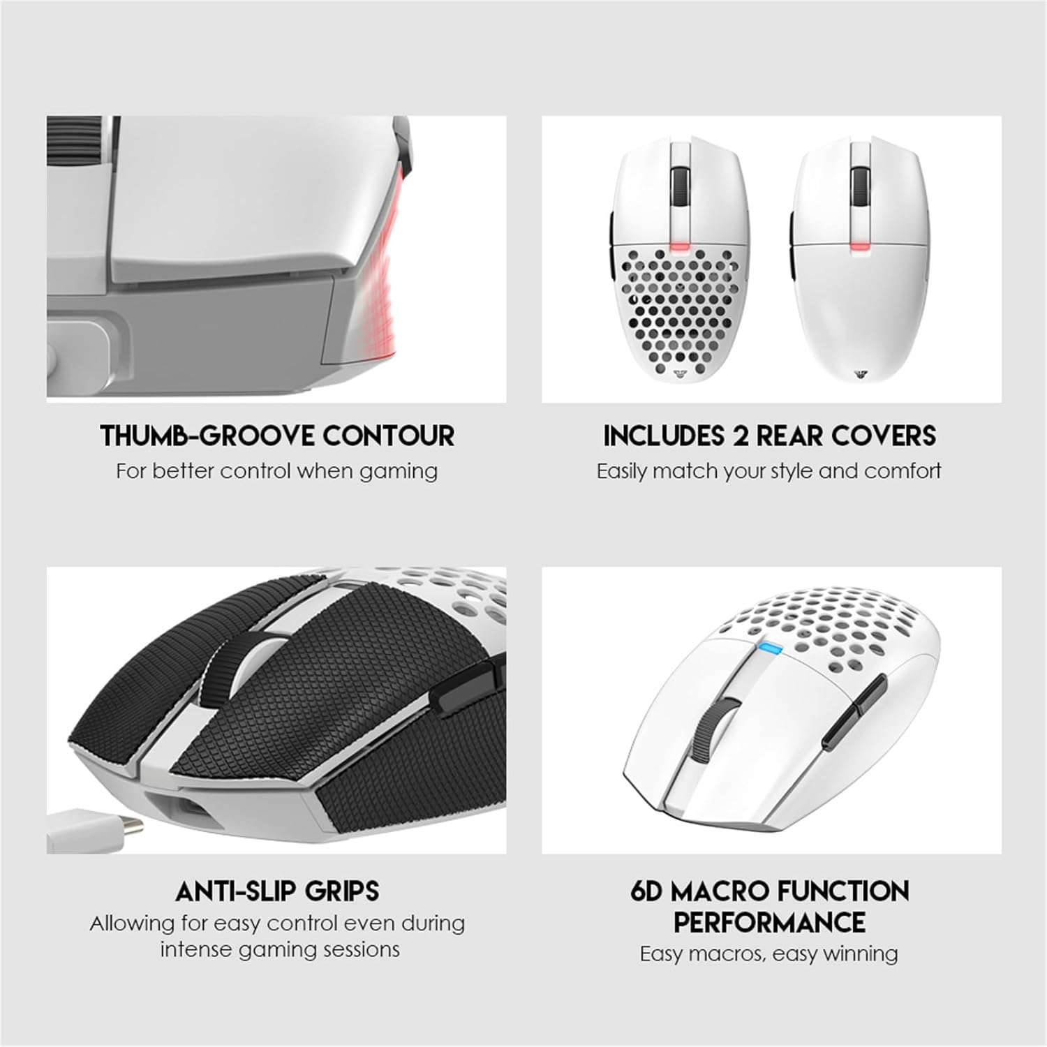 Huano Wireless Gaming Mouse,Medium-Size,Ergonomic Hand Grips,2.4 GHz wreless Fast Charge,RGB Gamer PC Gaming Mouse, for Windows 7/8/10/11/XP Vista Linux MacOs,White…