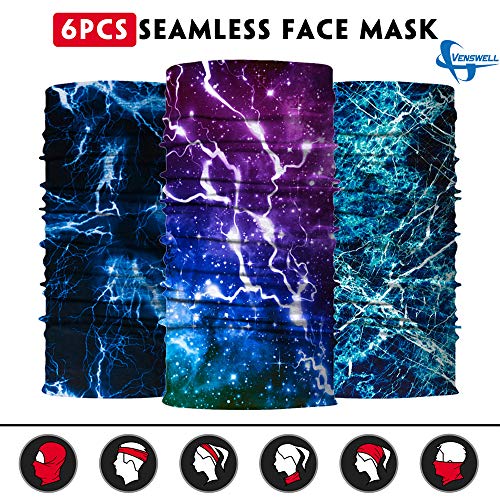 Image of Venswell Neck Gaiter Face Mask Men Women,Seamless Bandana Rave Face Cover Scarf Mask,Balaclava,Headband, Head Wrap,Headwear