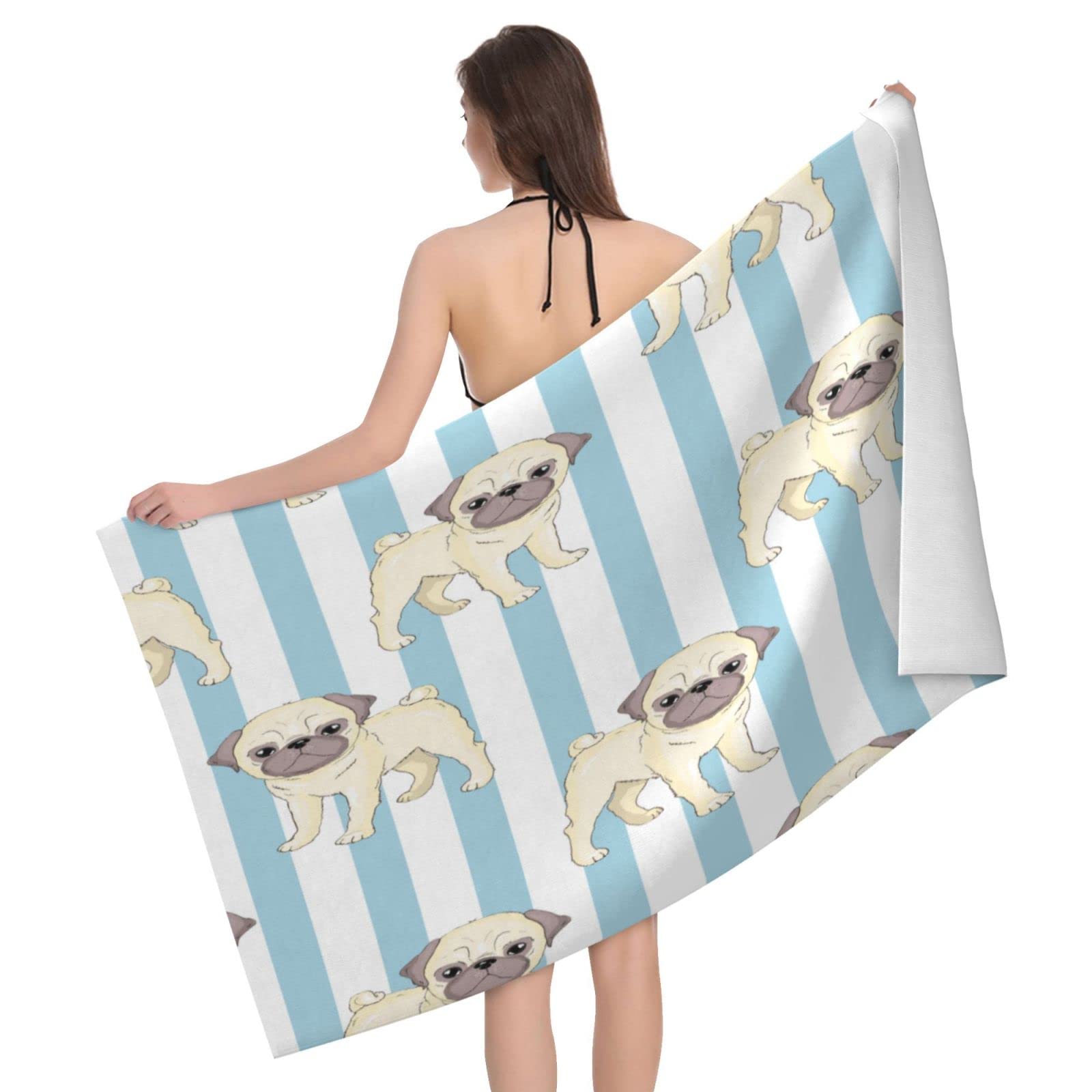 Lawenp Dogs Beach Towel, Lightweight Sand Free Quick Dry Microfiber Absorbent Bath Towel for Kids, Adults, Swimming, Bath, Yoga, Pool, Travel, Camping 32"X52"