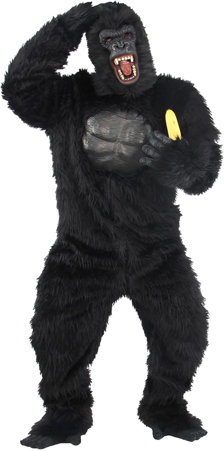 Gorilla Costume Adult Men Ape Suit Full Body Halloween Mens Realistic Plus Size Chimpanzees Costumes Cosplay Outfit