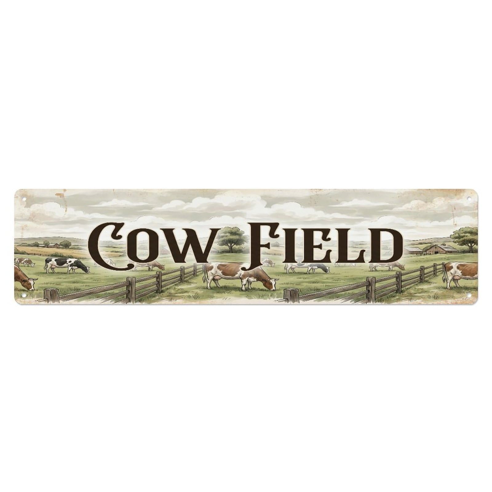 Xanthor Style Metal Tin Sign Vintage Field Moo Cow Farmhouse Funny Cow Backyard Farm