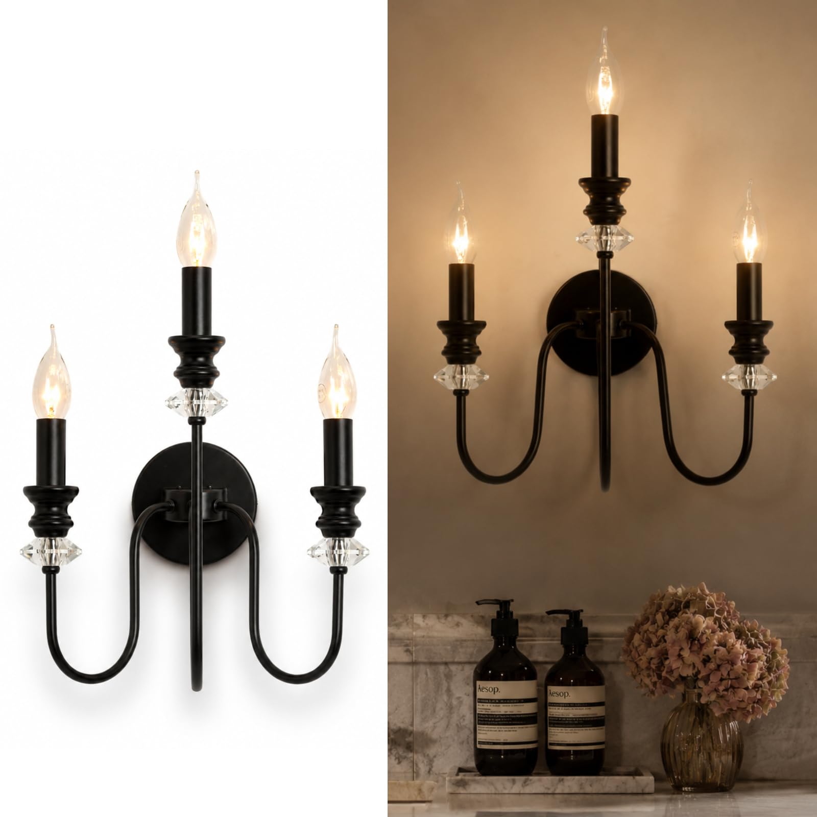 Industrielle Wandlampe Vintage Wandleuchte 3-Flammig für Schlafzimmer Flur