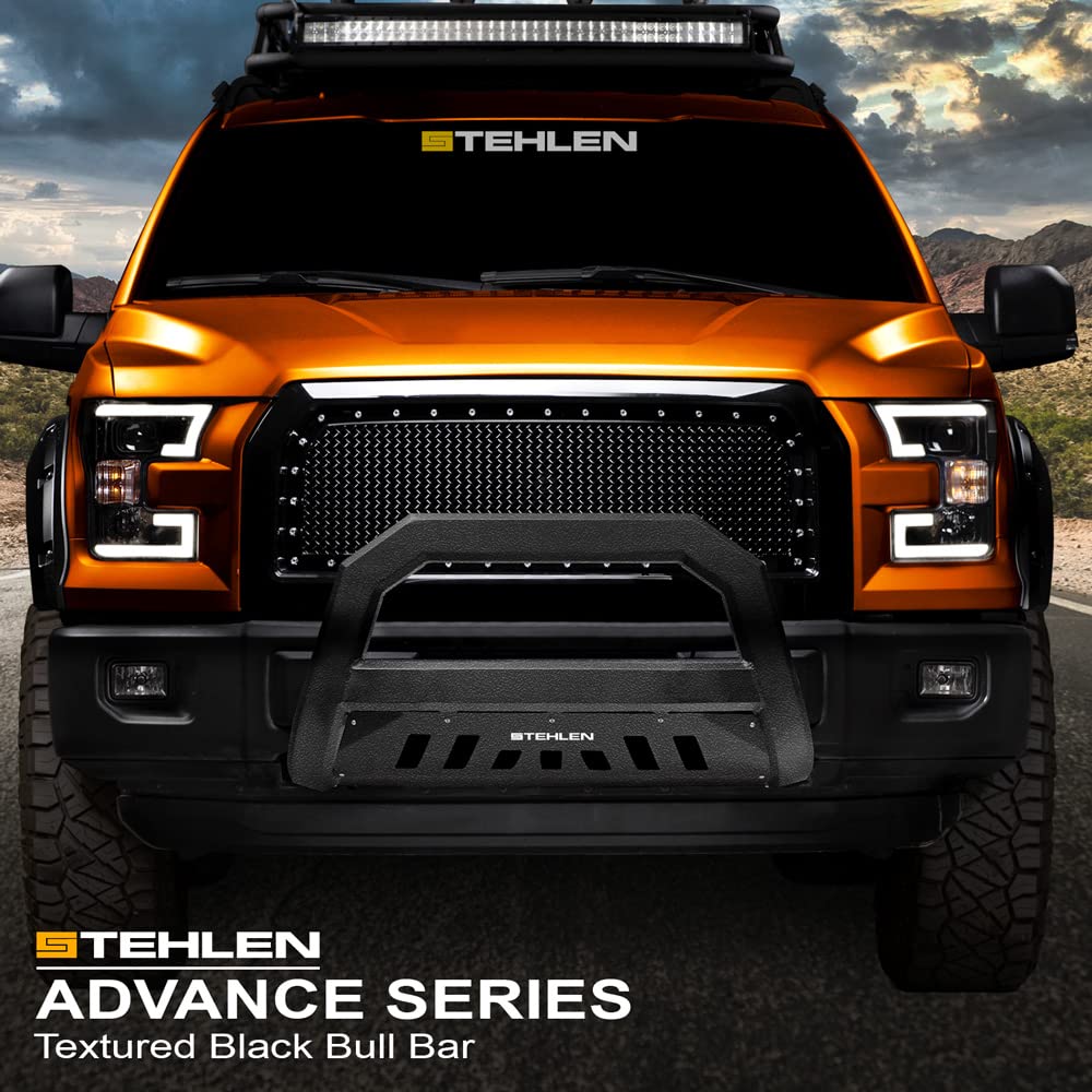 Stehlen 642167817765 Compatible with 1988-2000 Chevy GMC C10 C/K Pickup/Silverado Sierra Advance Series Bull Bar - Textured Black