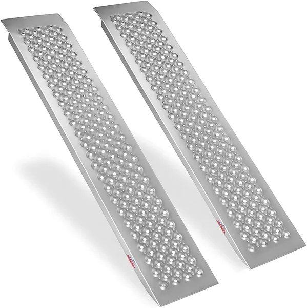 Ruedamann 2PCS 4FT Aluminum Shed Ramps, 880 lbs Capacity, 9'' Wide Loading Ramps for Lawn Mower, UTV, ATV Ramp for Truck Bed Loading, Shed Ramp for Trailers, Riding Mowers, Bicycles, Motorcycles