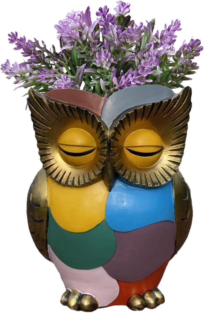SUNCN フクロウボックス フクロウプランター アニマルプランター 多肉植物 樹脂クラフト像 排水溝付き植木鉢