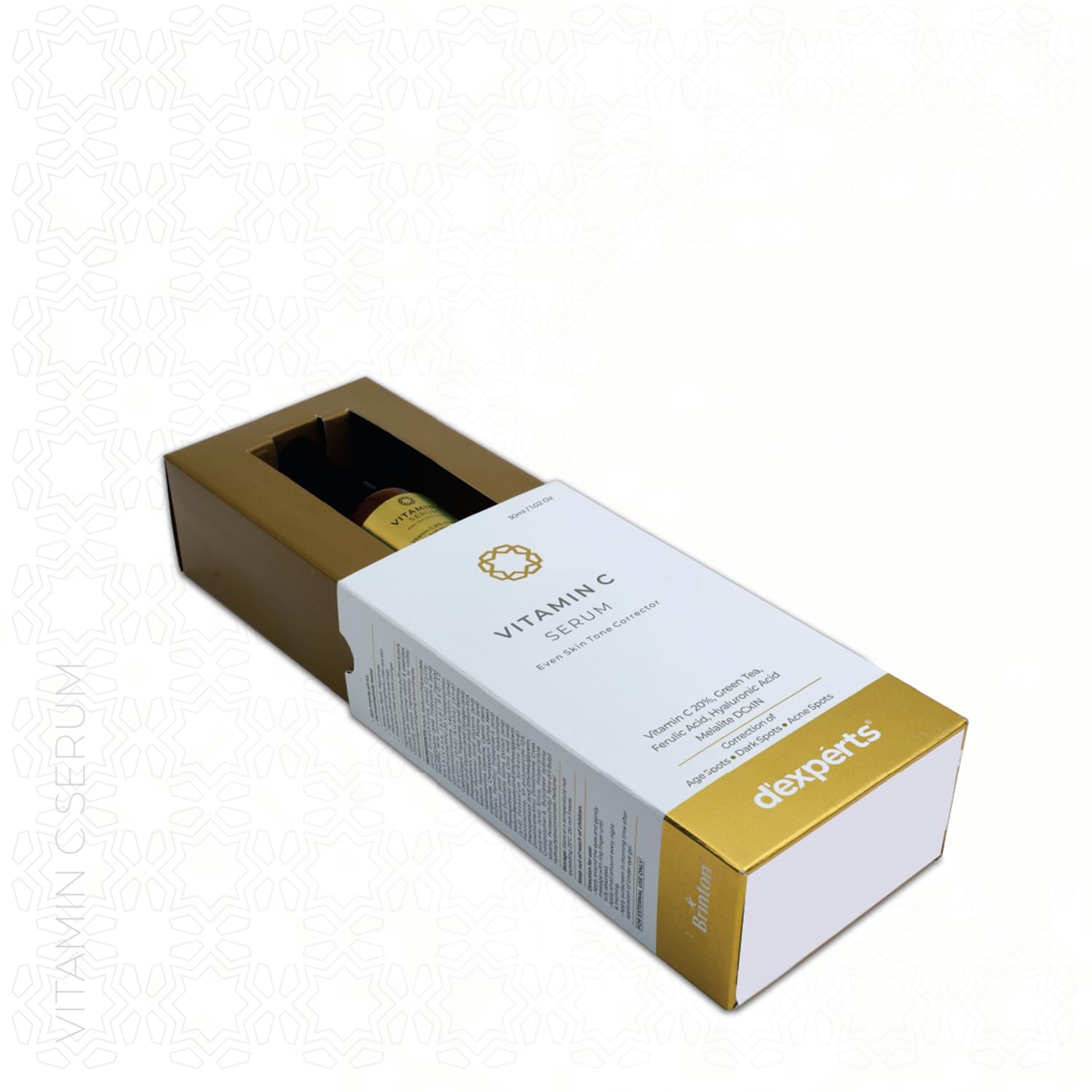 Brinton dexperts Vitamin C Serum with Green Tea Ferulic Acid Hyaluronic Acid Correction of Age Spots Dark Spots & Acne Spots Reduces Fine Lines & Wrinkles 30ml x Pack of 3 1