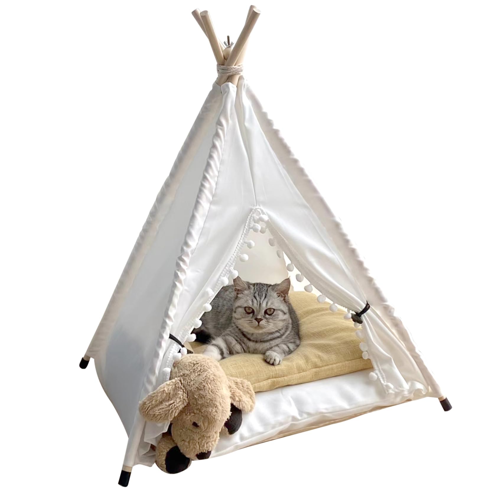 Tente pour Chien d'intérieur | Tente pour Animaux de Compagnie Semi-fermée, spacieuse, rembourrée, antidérapante, avec Mini tipi pour Chat sécurisé pour Dormir confortablement, Fournitures pour Anima
