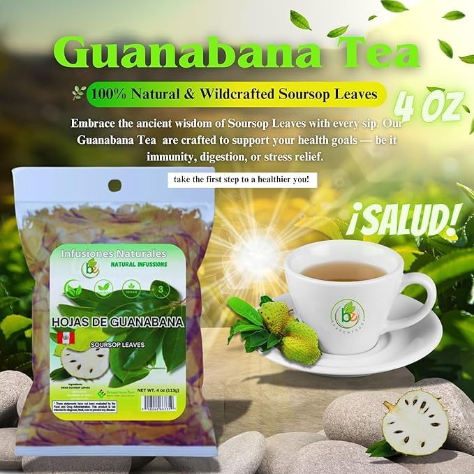 Miniatura 9 de Guanábana Hoja Seca Té (Guanábana) Combo  Té de hojas secas (bolsa de 4 onzas) + cápsulas (90 cápsulas, 1100 mg por porción, cultivado