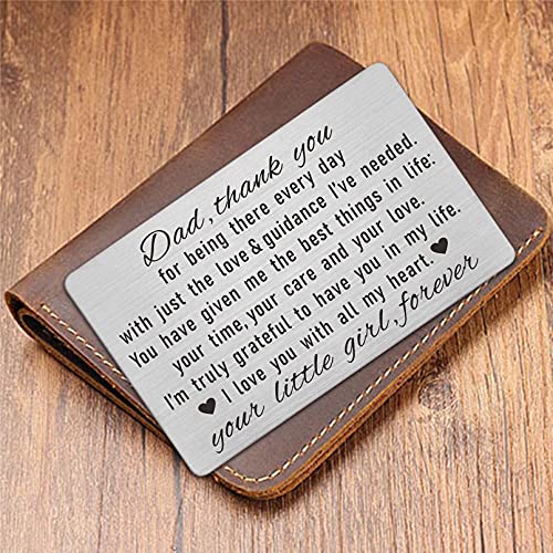 Laluminter Dad Gifts from Daughter - Thank You Dad Engraved Wallet Card Inserts - Father Fathers Day Christmas Keepsake3