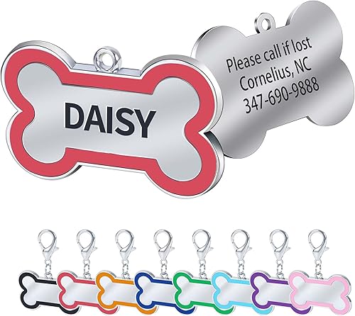 Etiquetas de identificación personalizadas para mascotas, etiquetas de identificación para mascotas pequeñas o grandes, grabadas en ambos lados, con