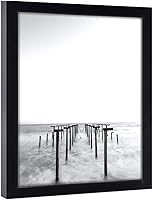 Vista 3 de 41x30 Black Picture Frames - Ready to Hang Solid Pine Wood Poster Frame - Photo Frame Polished Glass Front Clear Plexiglass Display Photograph