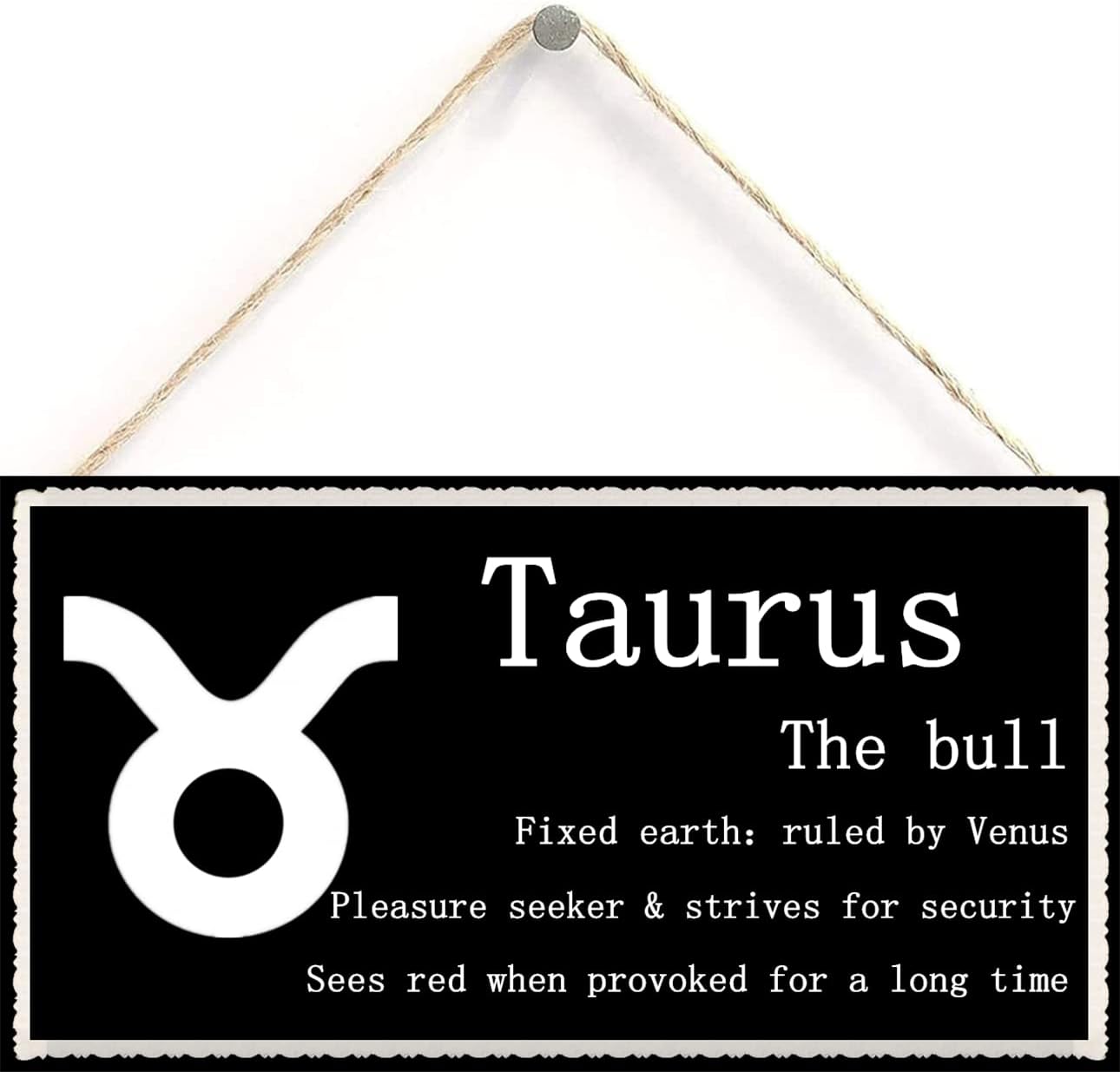 Taurus The Bull - Beautiful Spiritual Gift Astrology Sign of The Zodiac Plaque 6 inch by 12 inch Hanging Sign, Decorative Wood Sign Home Decor,Wall Art