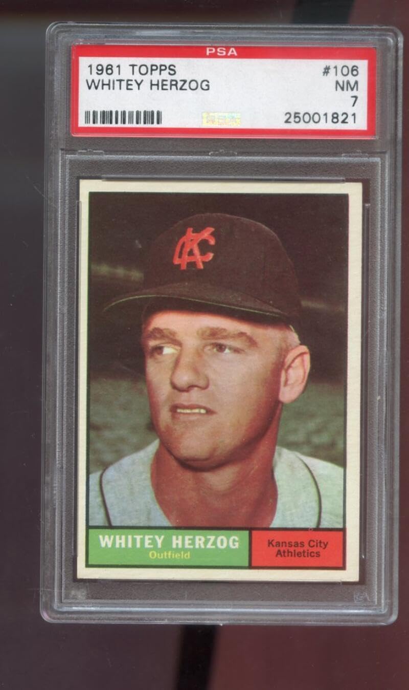 1961 Topps #106 Whitey Herzog PSA 7 Graded Baseball Card Kansas City Athletics