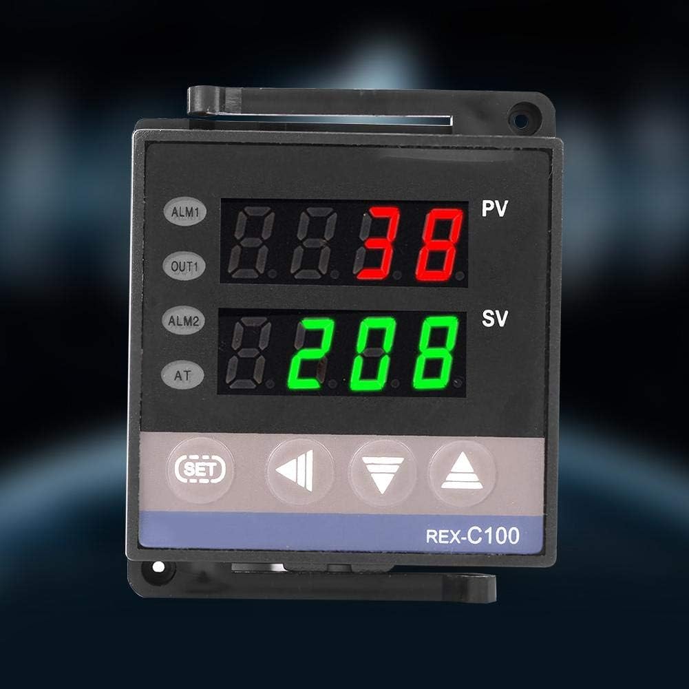Temperature Controller, REX-C100 Digital PID Temperature Controller Thermostat with PV/SV Dual Display, RELAY and SSR Control, for Temperature Measurement, Thermostatic control, Temperature Switch