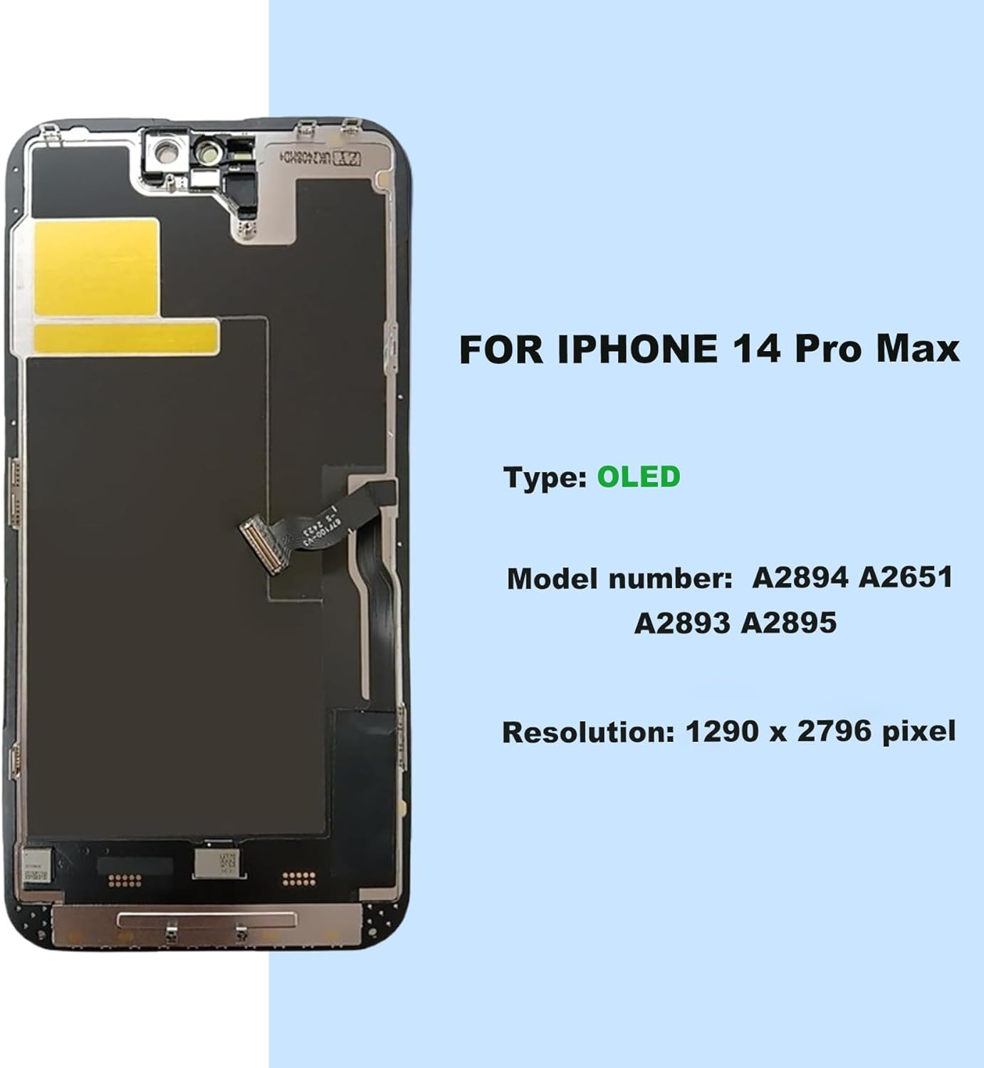 ZOETEC Soft OLED for iPhone 14 Pro Max Screen Replacement, [NOT LCD], 6.7 inches Full HD Retina Display Support Face ID Touch Screen Digitizer Frame Assembly with Repair Tools Kit