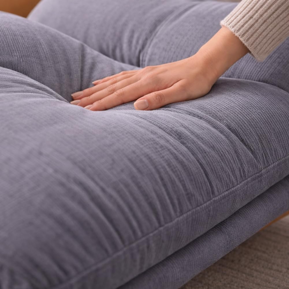 BAKAJI Poltrona Reclinabile con Poggiapiedi e Imbottitura Extra Soffice, Poltroncina e Pouf Sgabello Altissima Densità, Seduta Ergonomica e Schienale Inclinabile, Soggiorno, Camera da Letto (Grigio)