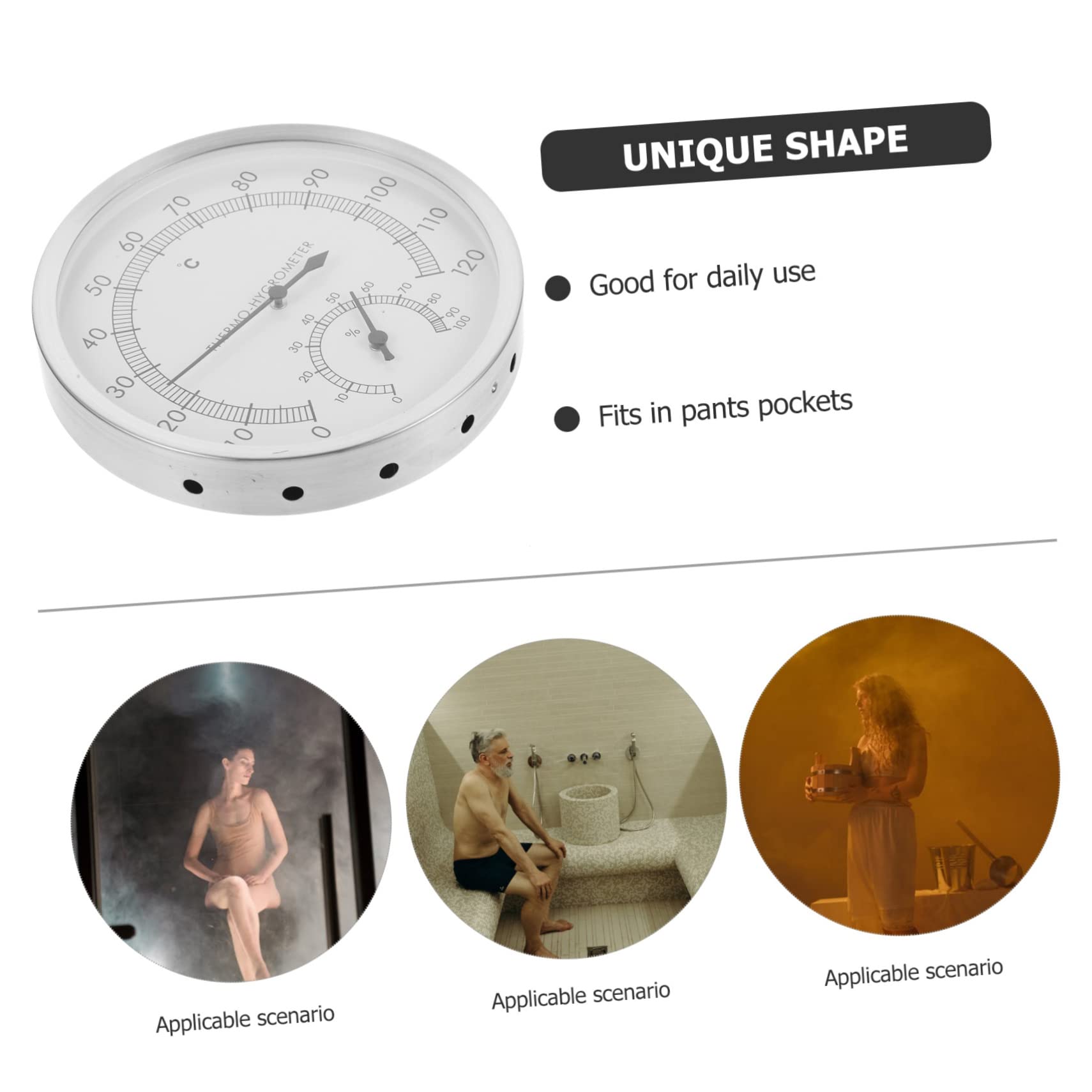 Levemolo Sauna Humidity Thermometer Stainless Steel Weather Station High Precision