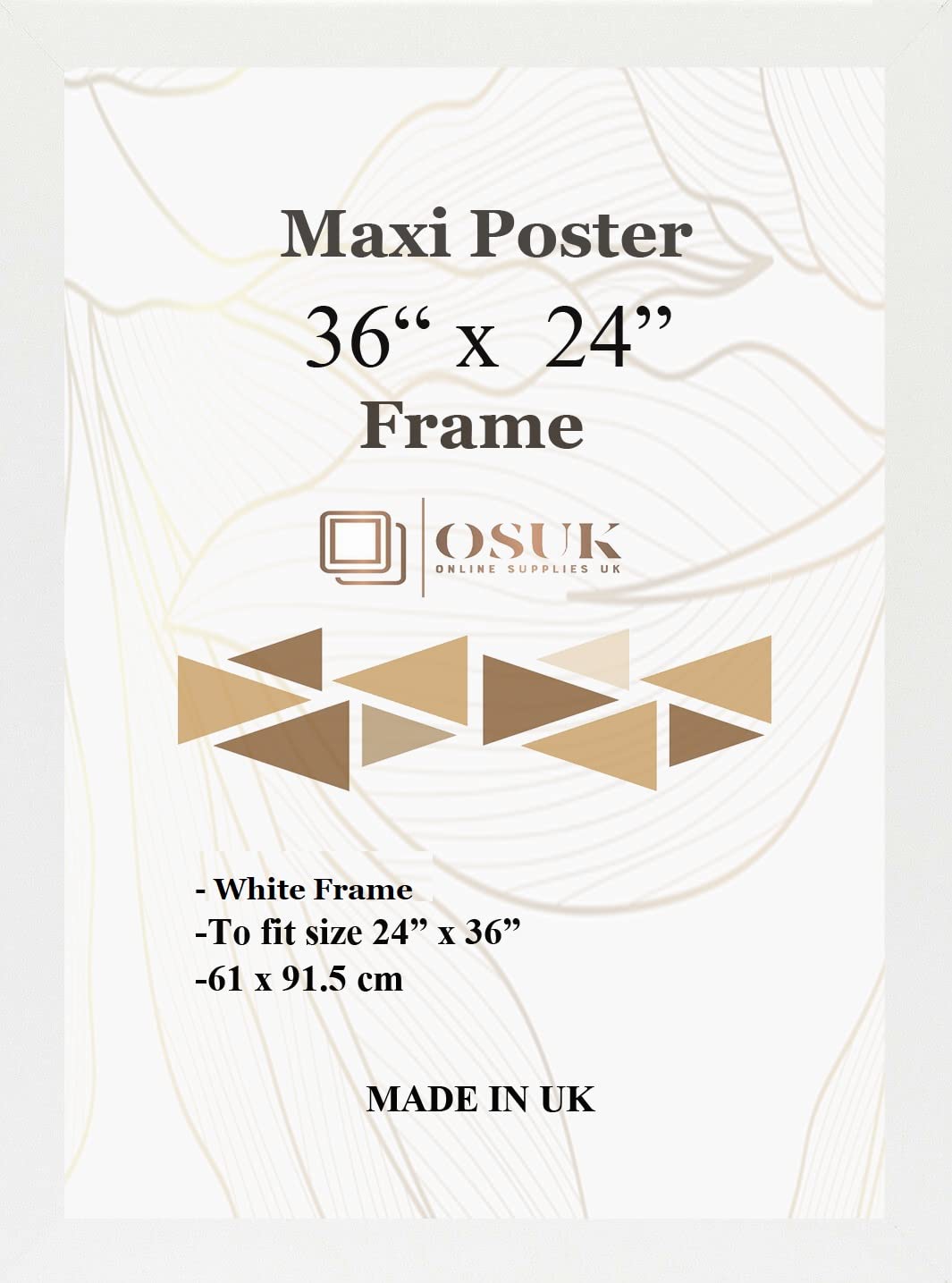 Frame Eazy White Osuk Maxi Poster Frame 61 X 91.5Cm - Large Photo Frame 36 X 24 Inch - 91.5 X 61Cm Poster Frames With Clear Perspex Front & Wall Mounting Hooks - 24" X 36" Picture Frame