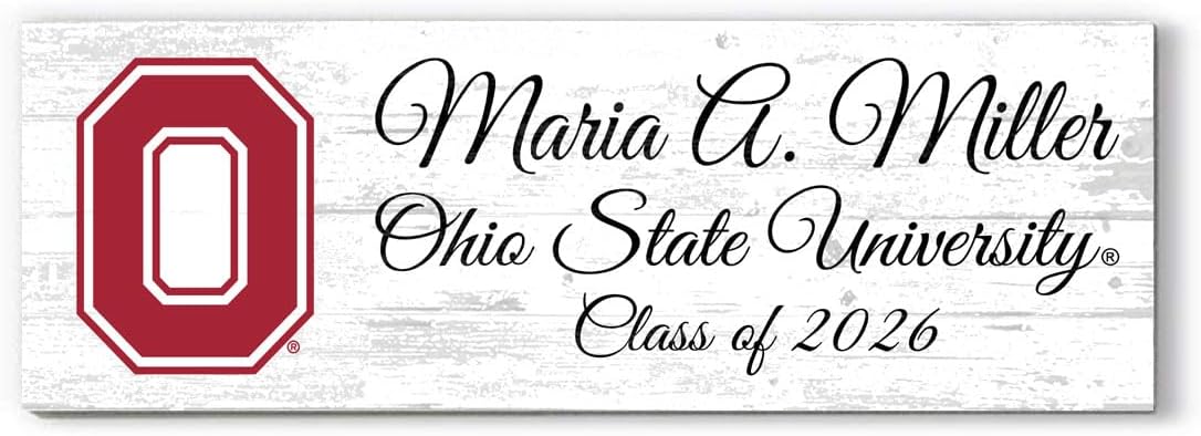 Ohio State University Personalized Class Year Plaque – Solid Wood – Custom Name for Alumni, New Students, or Graduation Gift