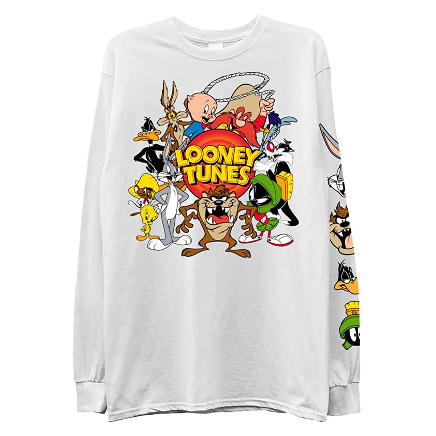 Looney Tunes Men's Long Sleeve T-Shirt-Bugs Bunny, Taz, Marvin