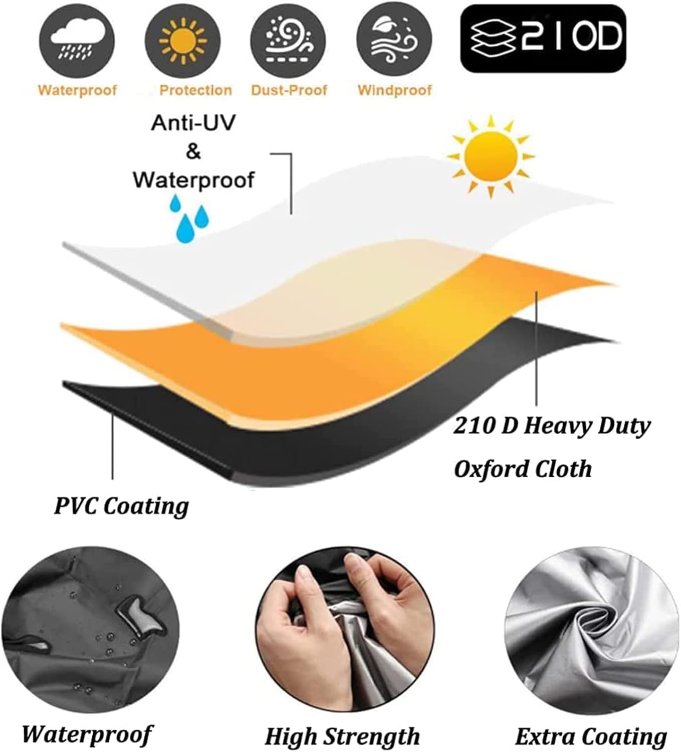 Funda impermeable y duradera para cortacésped, protección UV, tela Oxford 210D, se adapta a cubiertas de hasta 54 pulgadas, incluye cordón y bolsa de almacenamiento (55 x 26 x 36 pulgadas), 96 x 20 x
